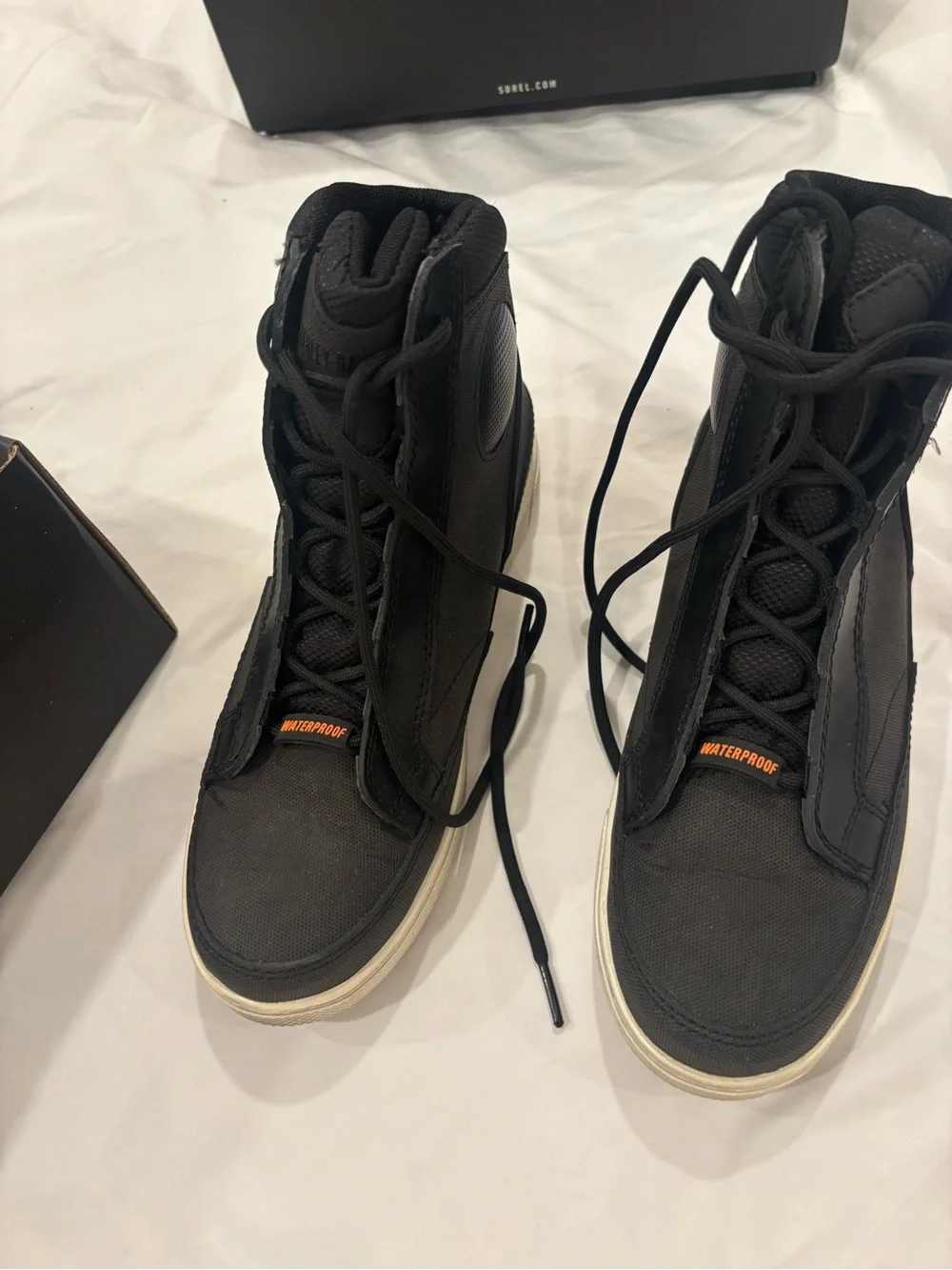 Harley-Davidson Black High-Top Waterproof Boots with Cream Soles